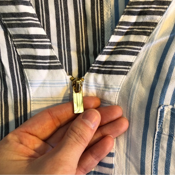 Jones NY Striped Half Zipper Tunic Blouse - Picture 7 of 9